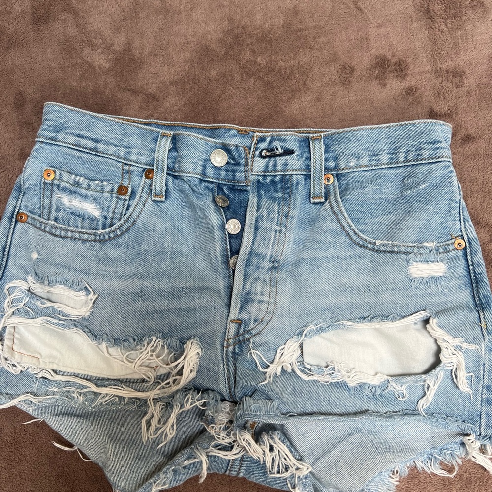 Levi's Light Blue Distressed Jean Shorts